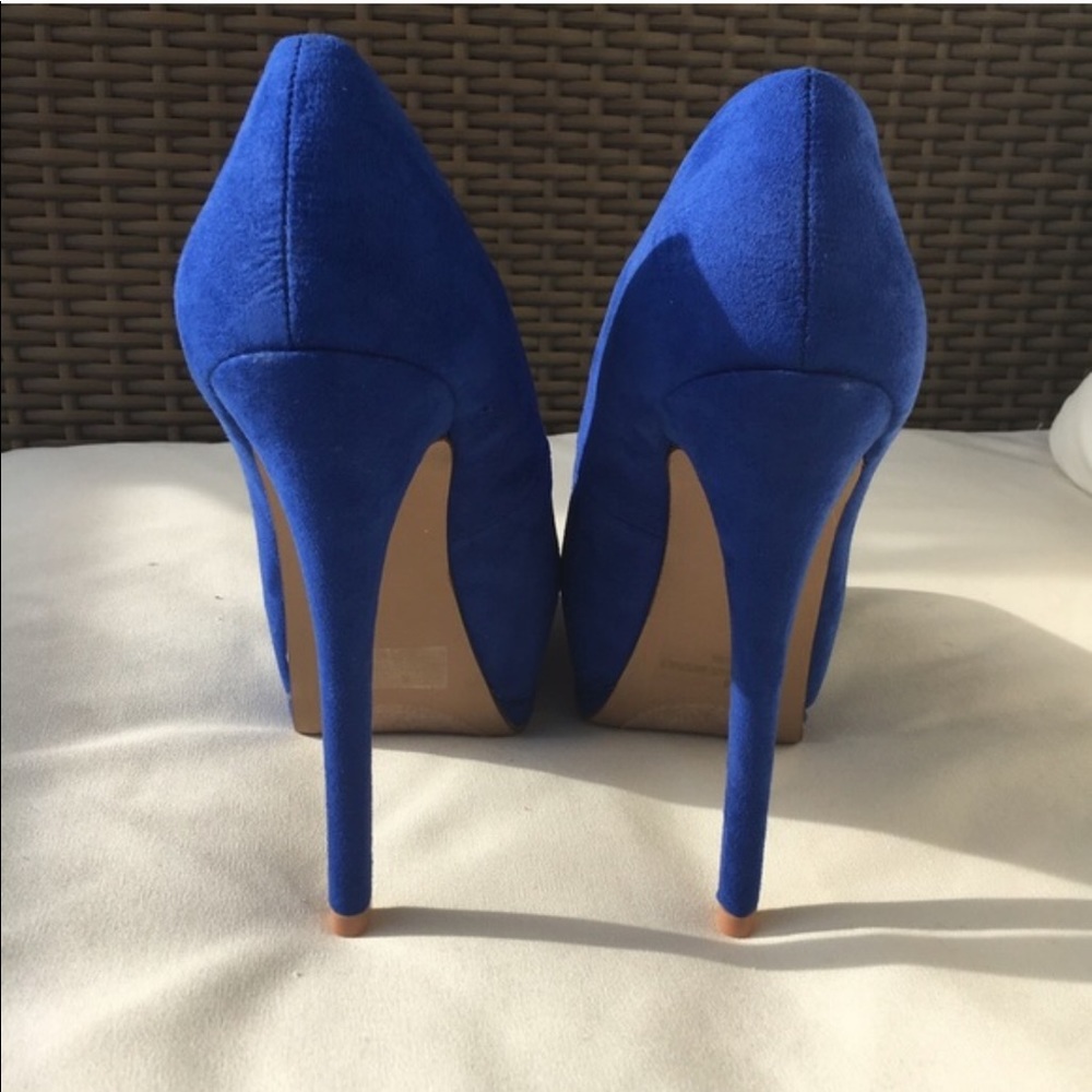 Blue Peep Toe Pumps